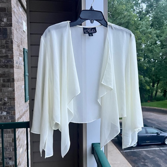 🆕 Alex Evenings Ivory Chiffon Shrug Jacket Top for Dress Cardigan Size XL - Picture 7 of 11